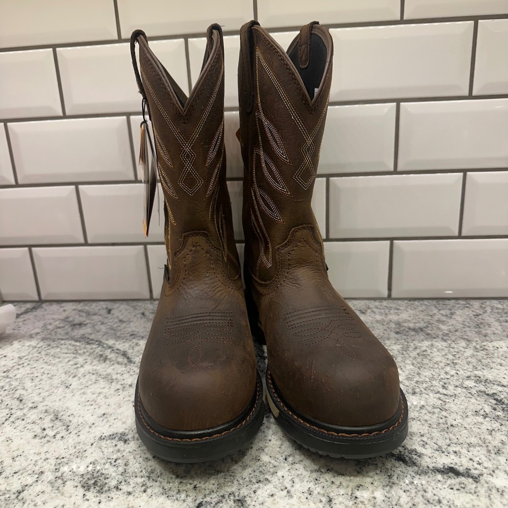 Ariat Womens 9 Riveter Work Boots Dark Brown Composite Toe Waterproof Leather - Picture 8 of 12